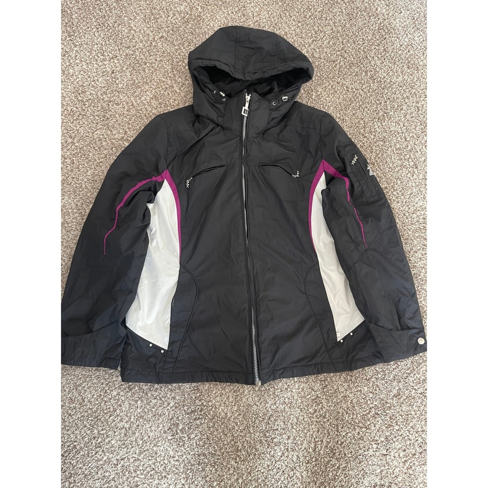 ZeroXposur Womens XL Black White Magenta Hooded Ski Jacket Colorblock Coat
